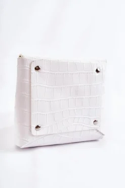 GOE Skórzana Mała Torebka Listonoszka ZNJ035 Biała Biały