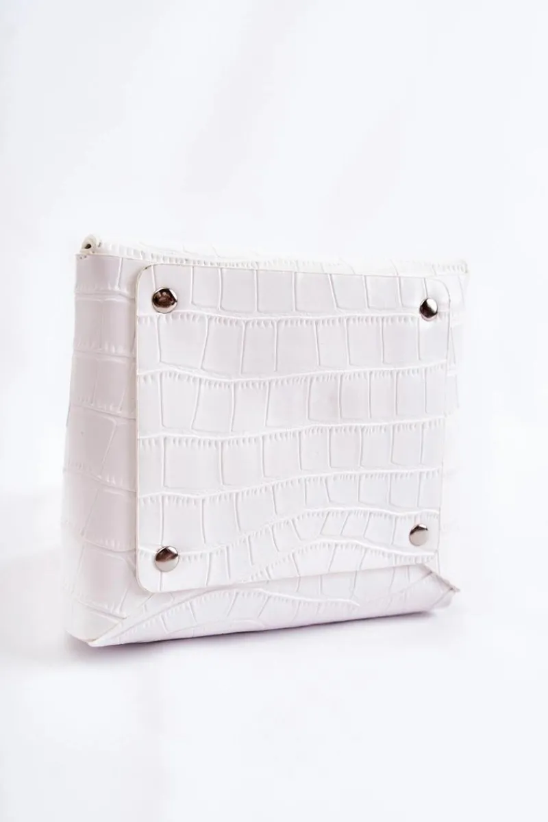 GOE Skórzana Mała Torebka Listonoszka ZNJ035 Biała Biały