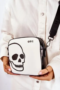 Torebki Klasyczne|Listonoszki></noscript>GOE Skórzana Torebka Listonoszka W Print ZNJ013 Czarno-Biała