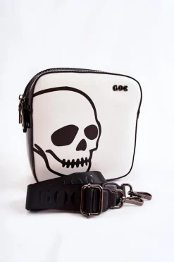 Torebki Klasyczne|Listonoszki></noscript>GOE Skórzana Torebka Listonoszka W Print ZNJ013 Czarno-Biała