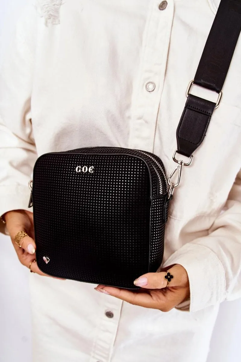 Torebki Klasyczne|Listonoszki>GOE Skórzana Torebka Listonoszka Z Sercem ZNJ015 Czarna