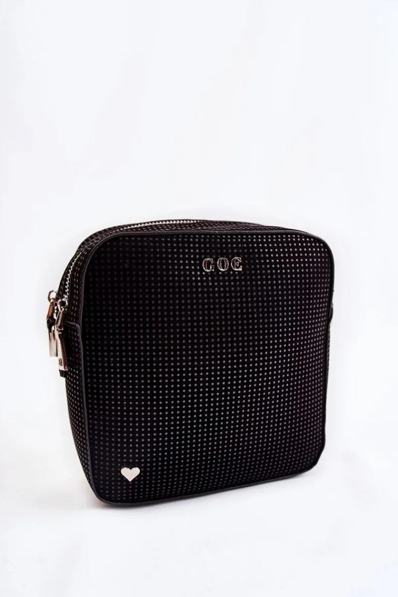 Torebki Klasyczne|Listonoszki>GOE Skórzana Torebka Listonoszka Z Sercem ZNJ015 Czarna