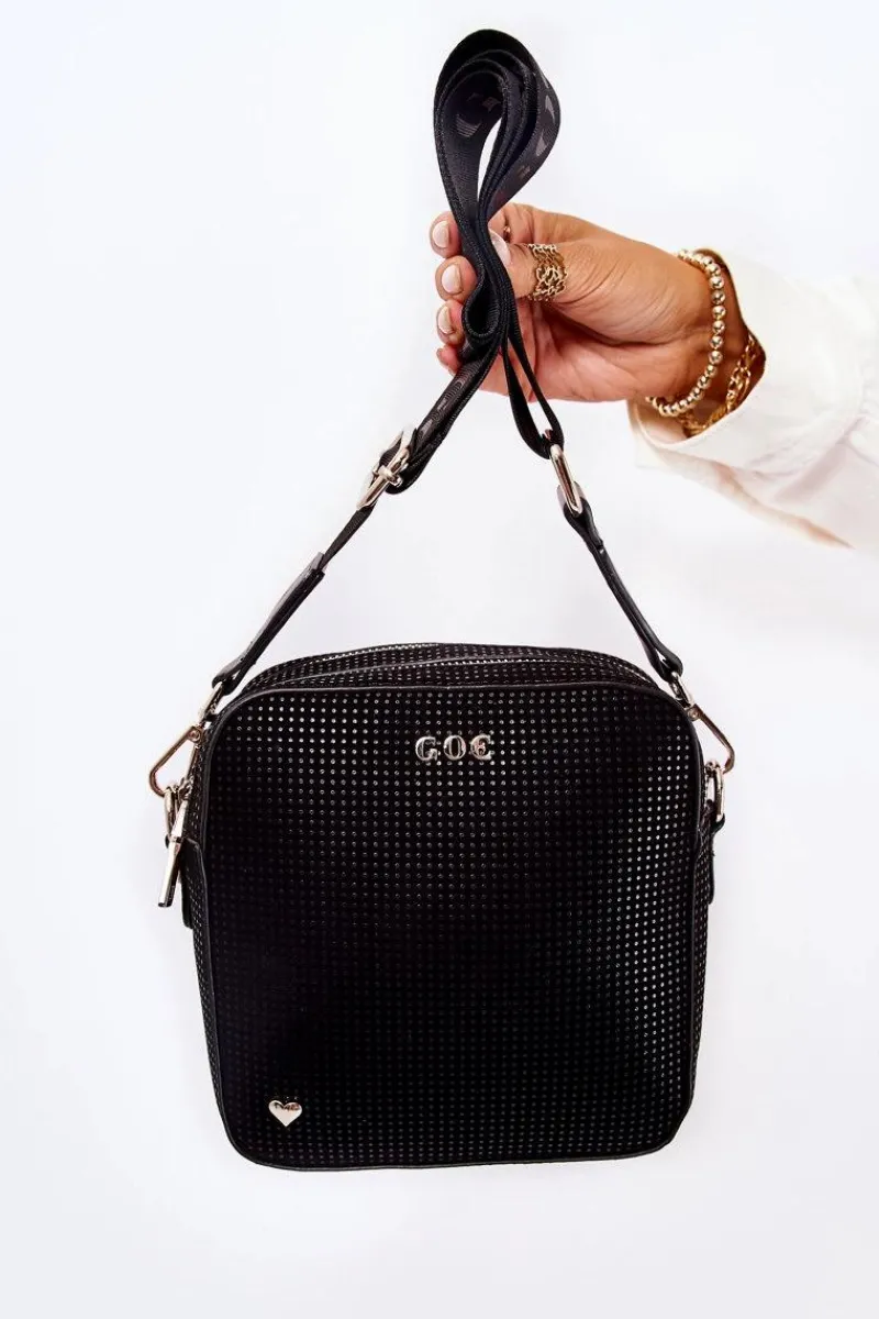 Torebki Klasyczne|Listonoszki>GOE Skórzana Torebka Listonoszka Z Sercem ZNJ015 Czarna