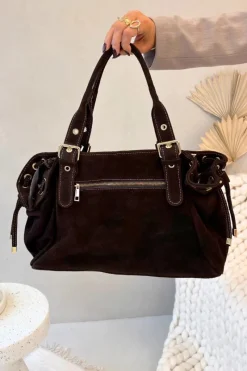 Best Skórzana Zamszowa Torebka Czekoladowa Ilienne Torebki Klasyczne