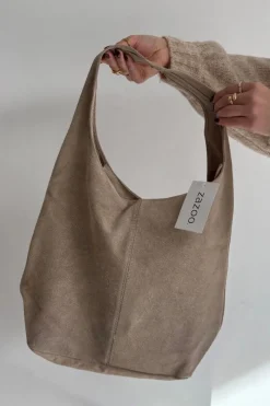 Torebki Klasyczne>Boto Skórzana Zamszowa Torebka Beżowa Rilith Beżowy