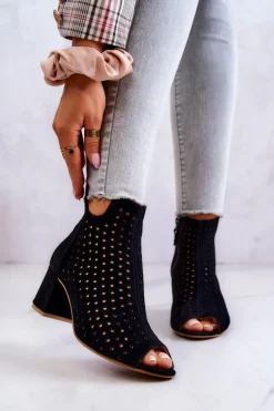 Botki Wiosenne|Botki Maciejka></noscript>Maciejka Skórzane Ażurowe Botki 05420-43 Czarne