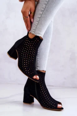 Botki Wiosenne|Botki Maciejka></noscript>Maciejka Skórzane Ażurowe Botki 05420-43 Czarne