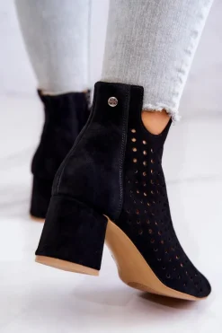 Botki Wiosenne|Botki Maciejka></noscript>Maciejka Skórzane Ażurowe Botki 05420-43 Czarne