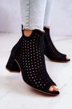 Botki Wiosenne|Botki Maciejka></noscript>Maciejka Skórzane Ażurowe Botki 05420-43 Czarne
