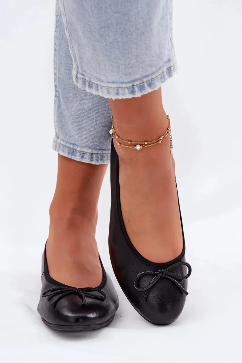 Baleriny Skórzane|Baleriny Klasyczne>Maciejka Skórzane Baleriny Damskie P6800-01 Czarne Czarny