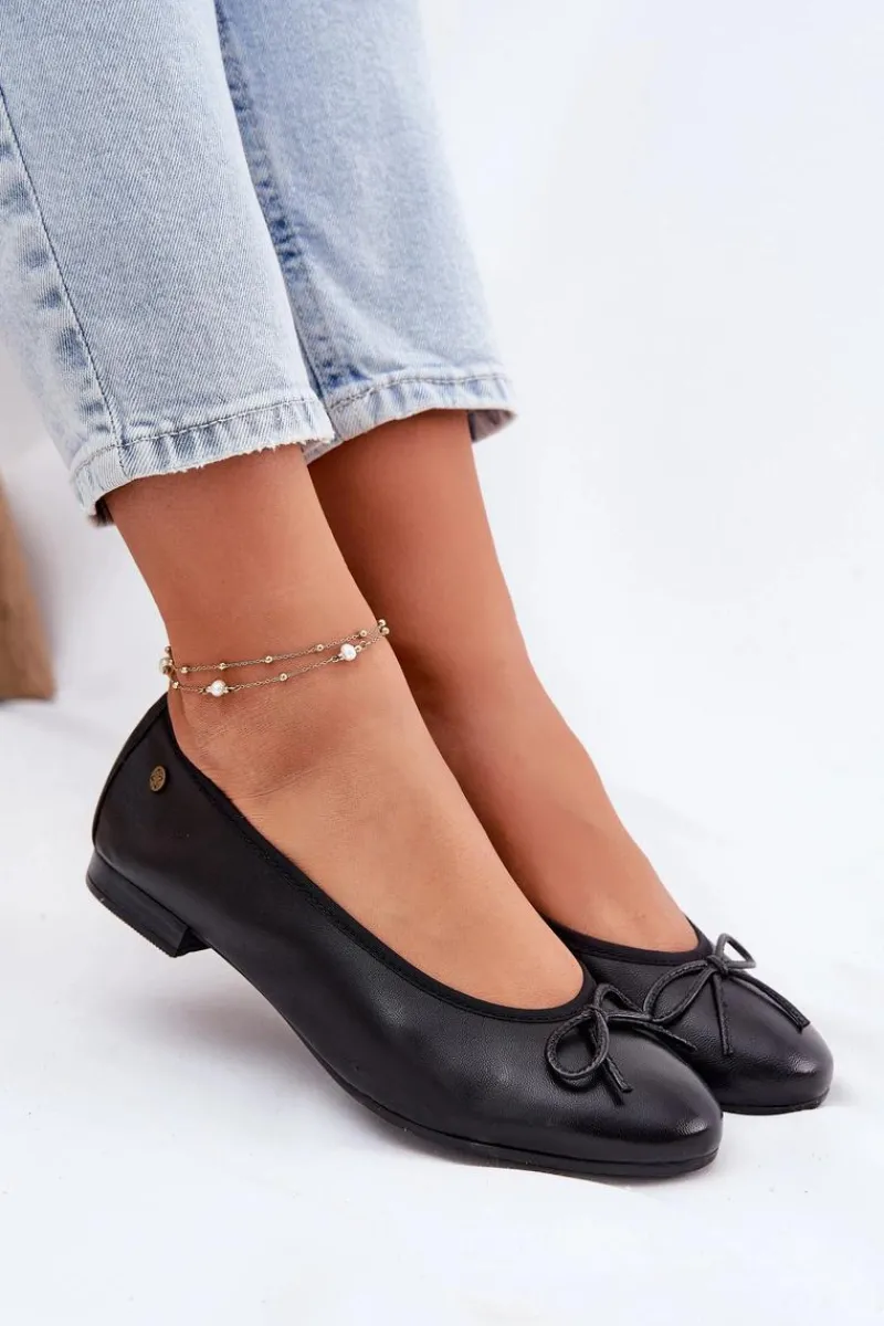 Baleriny Skórzane|Baleriny Klasyczne>Maciejka Skórzane Baleriny Damskie P6800-01 Czarne Czarny