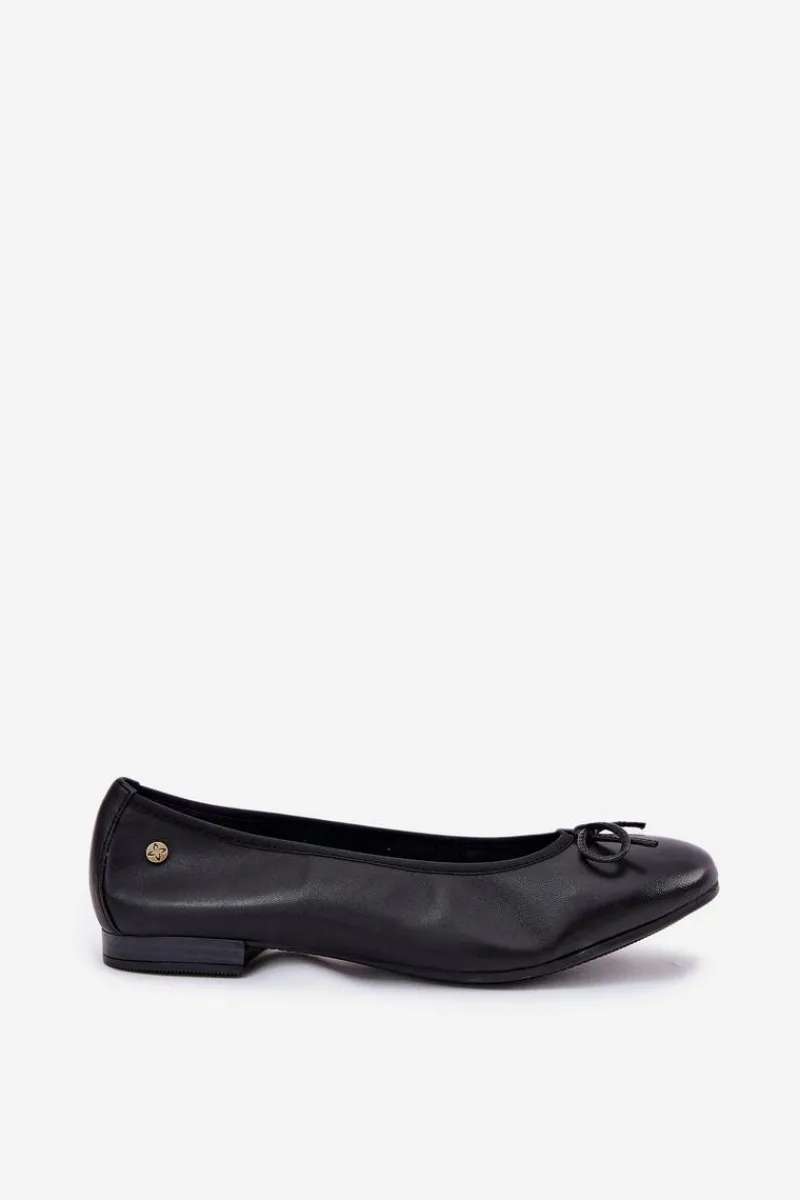 Baleriny Skórzane|Baleriny Klasyczne>Maciejka Skórzane Baleriny Damskie P6800-01 Czarne Czarny