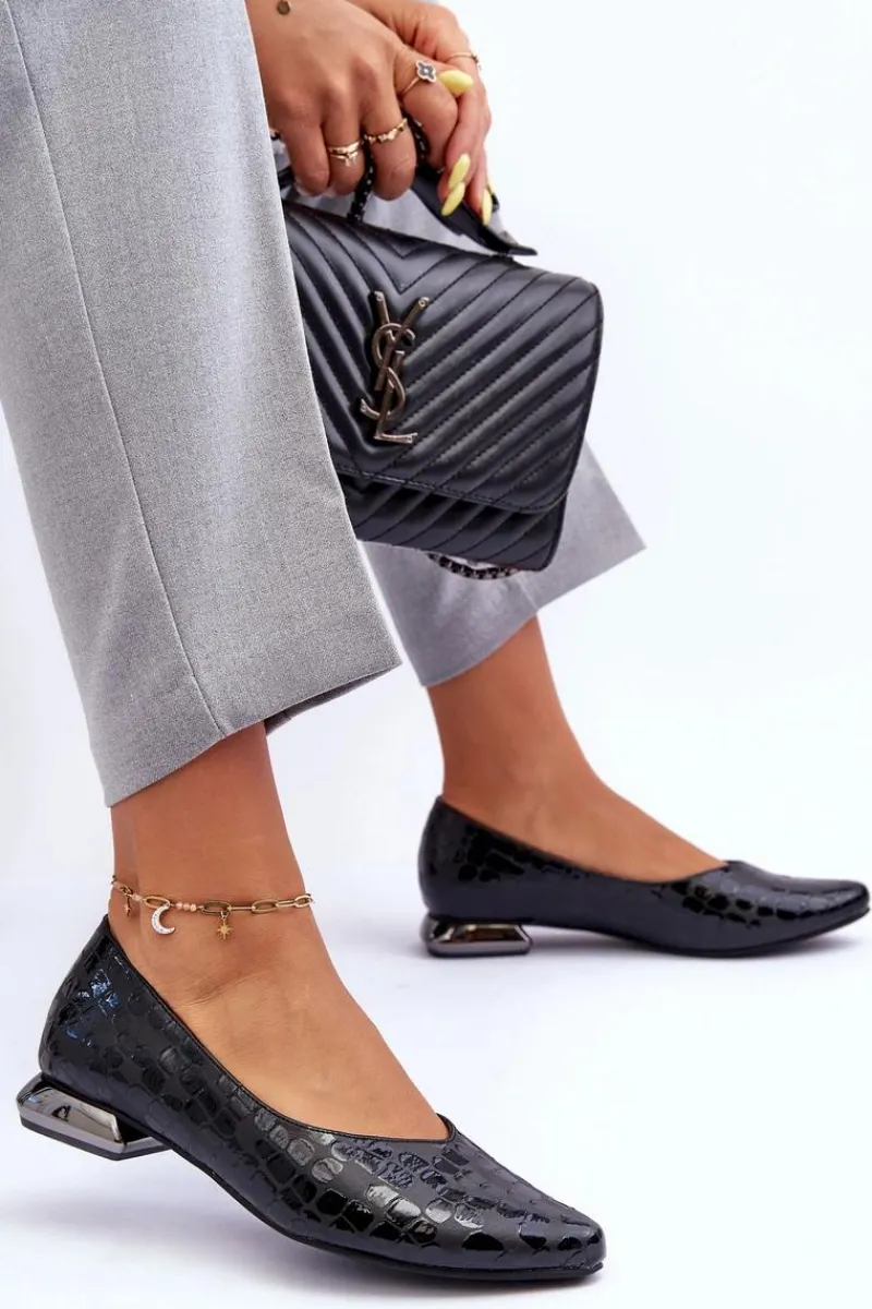 Baleriny Klasyczne>Boto Skórzane Baleriny Na Płaskim Obcasie Czarne Vaani