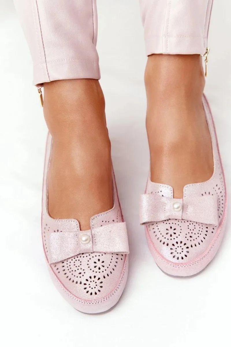 Outlet Evento Skórzane Baleriny RIO FLORE Eco-Friendly Różowe