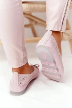 Outlet Evento Skórzane Baleriny RIO FLORE Eco-Friendly Różowe