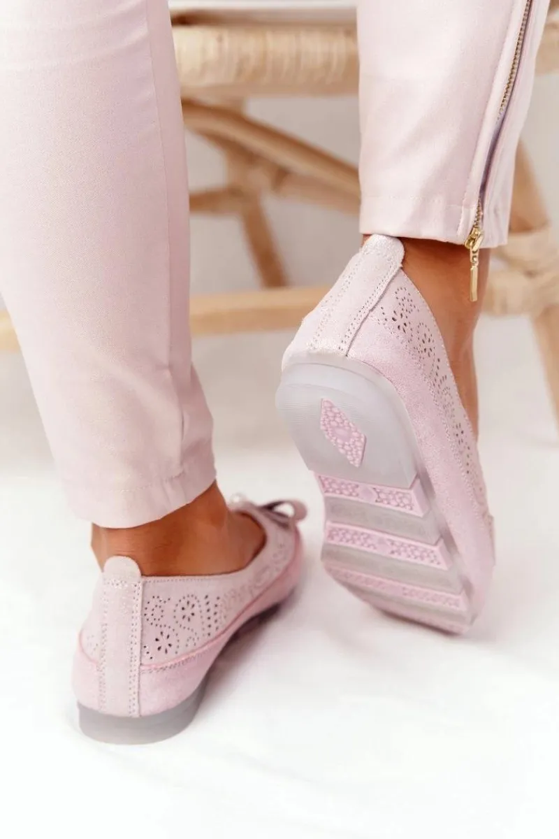 Outlet Evento Skórzane Baleriny RIO FLORE Eco-Friendly Różowe