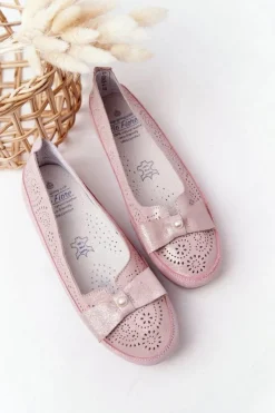 Outlet Evento Skórzane Baleriny RIO FLORE Eco-Friendly Różowe