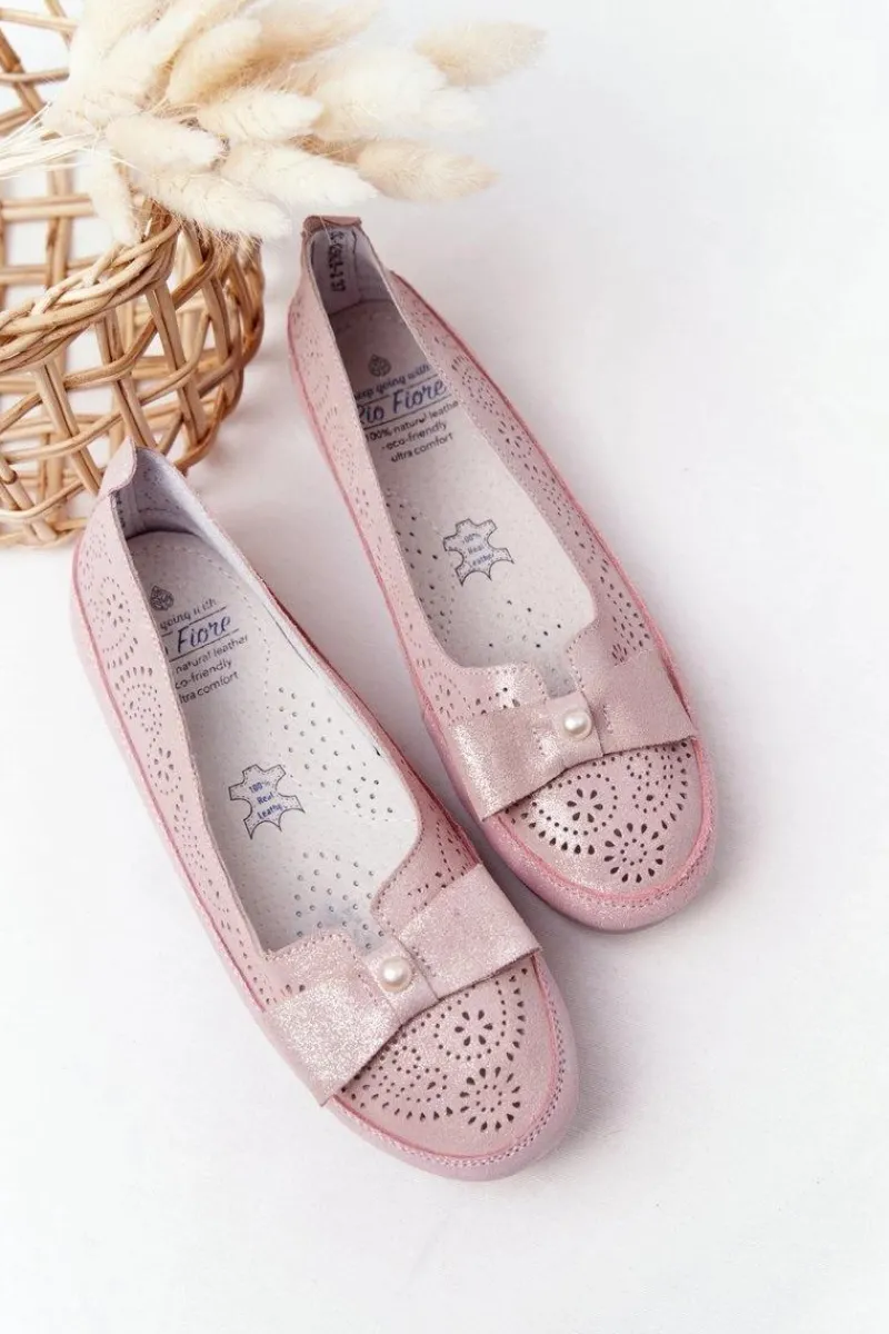 Outlet Evento Skórzane Baleriny RIO FLORE Eco-Friendly Różowe