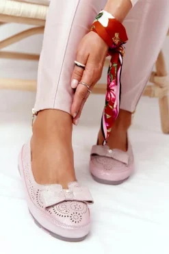 Outlet Evento Skórzane Baleriny RIO FLORE Eco-Friendly Różowe