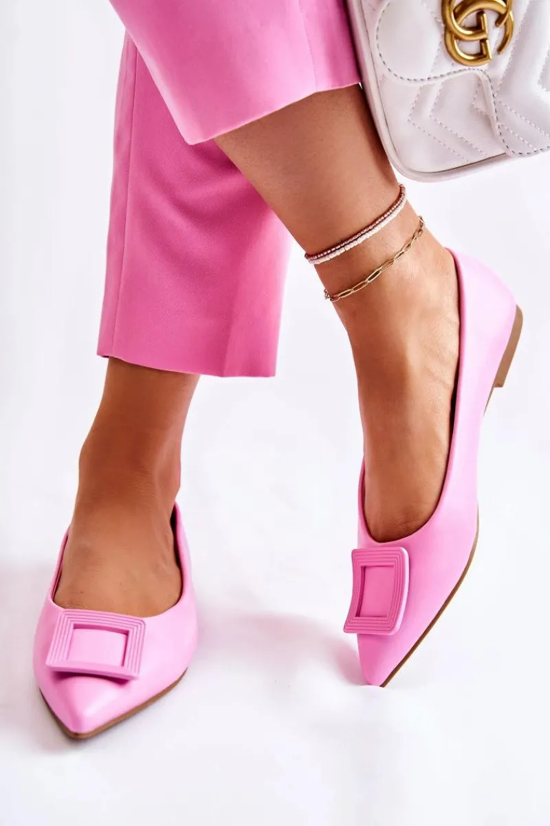 Online Skórzane Baleriny Z Ozdobą W Szpic Różowe Simone Damskie Baleriny Klasyczne