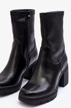 Czarne Botki|Botki Zimowe Damskie><noscript><img width=