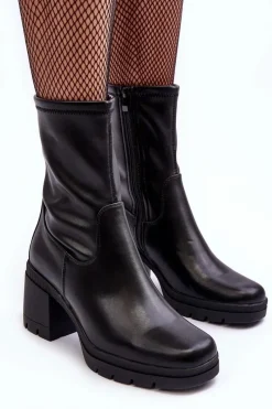 Czarne Botki|Botki Zimowe Damskie><noscript><img width=