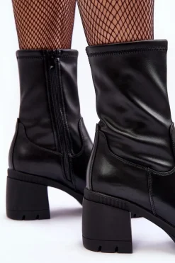 Czarne Botki|Botki Zimowe Damskie><noscript><img width=