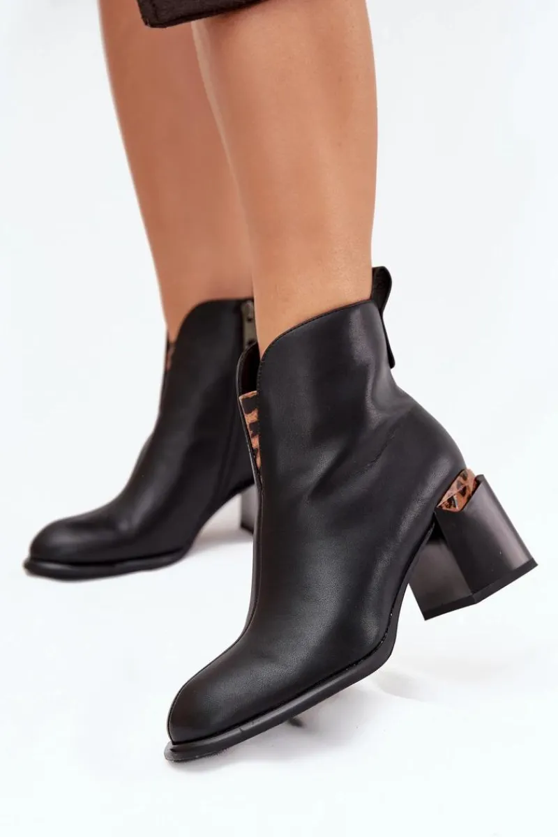 Botki Ocieplane|Czarne Botki>Buty damskie Vinceza Skórzane Botki Damskie Na Słupku Vinceza 66811 Czarne Czarny