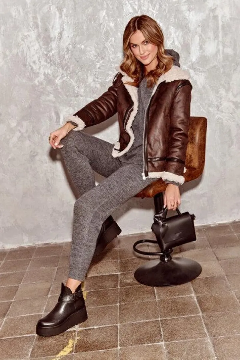 Botki Skórzane|Botki Na Koturnie>Zazoo Skórzane Botki Damskie Na Koturnie Platformie Z Paskami 1752 Czarne