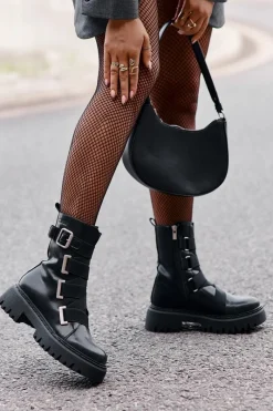 New Skórzane Botki Damskie Ocieplane Big Star OO274A256 Czarne Damskie Botki Skórzane|Botki Płaskie