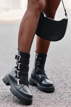 New Skórzane Botki Damskie Ocieplane Big Star OO274A256 Czarne Damskie Botki Skórzane|Botki Płaskie