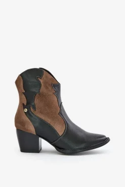 Clearance Maciejka Skórzane Botki Kowbojki Na Słupku 06694-02 Brązowe