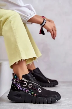 Discount Maciejka Skórzane Botki Z Cętkami 05660-20 Czarne