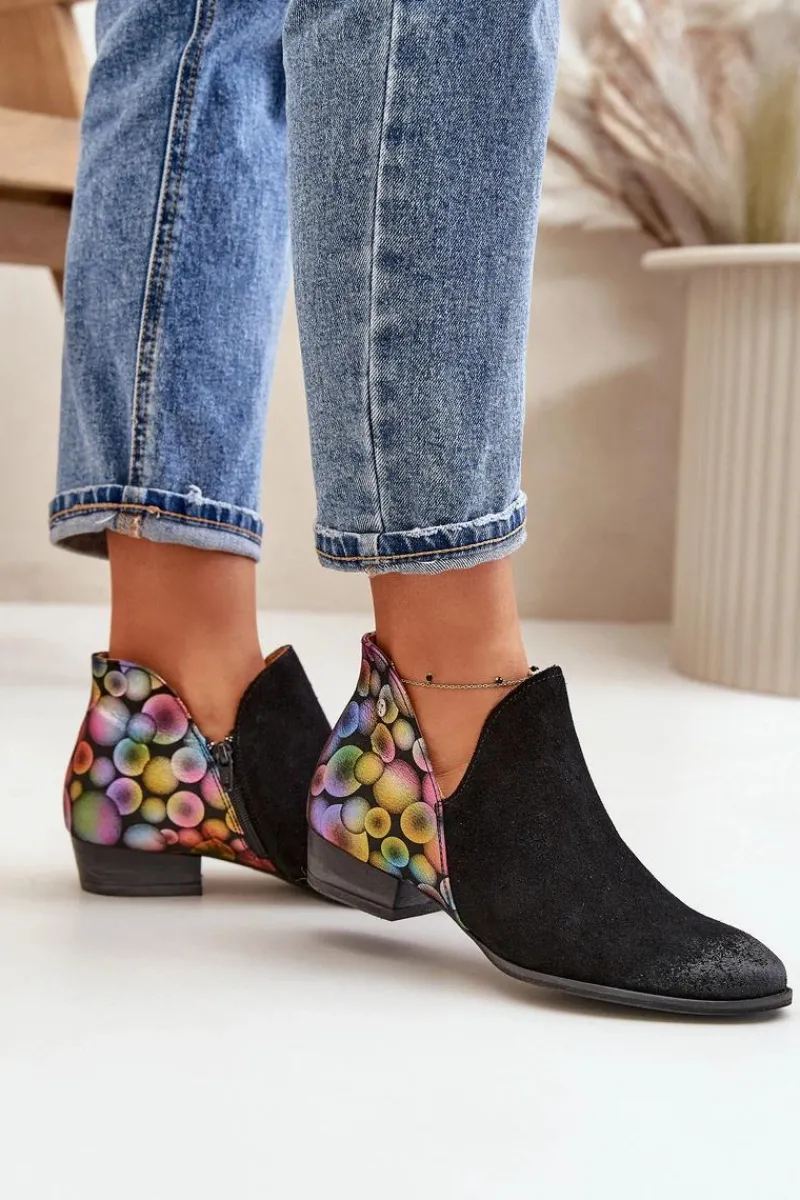 Botki Maciejka|Botki Skórzane>Maciejka Skórzane Botki Z Wycięciami 04091-77 Czarne