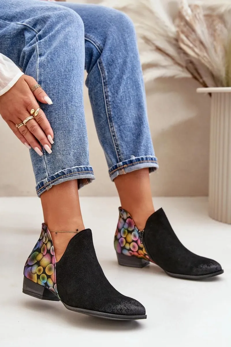 Botki Maciejka|Botki Skórzane>Maciejka Skórzane Botki Z Wycięciami 04091-77 Czarne