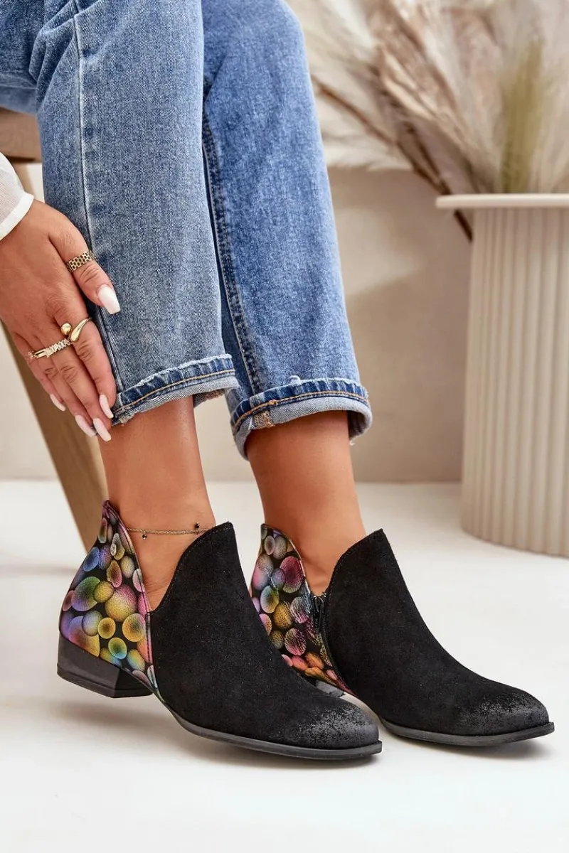 Botki Maciejka|Botki Skórzane>Maciejka Skórzane Botki Z Wycięciami 04091-77 Czarne