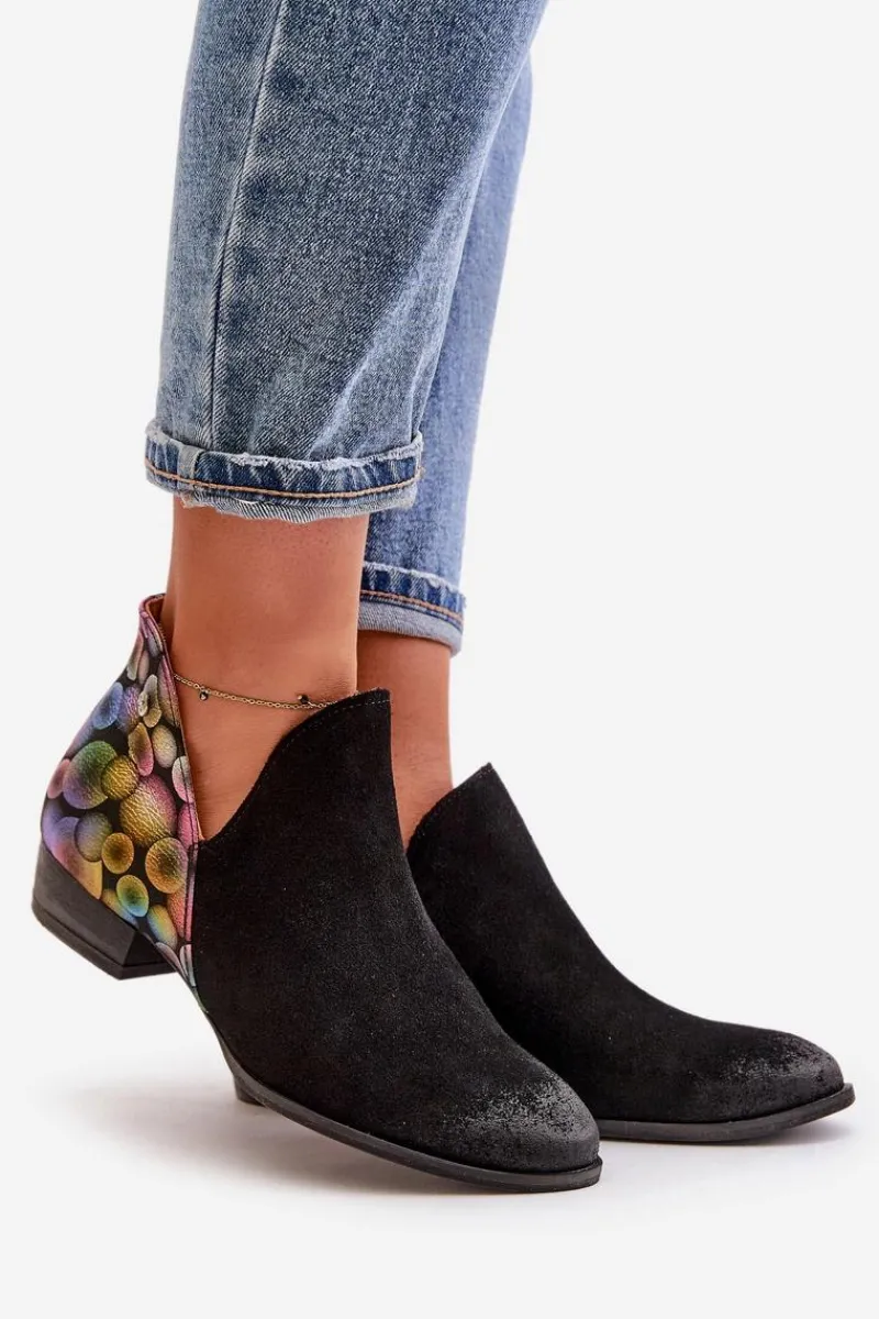 Botki Maciejka|Botki Skórzane>Maciejka Skórzane Botki Z Wycięciami 04091-77 Czarne