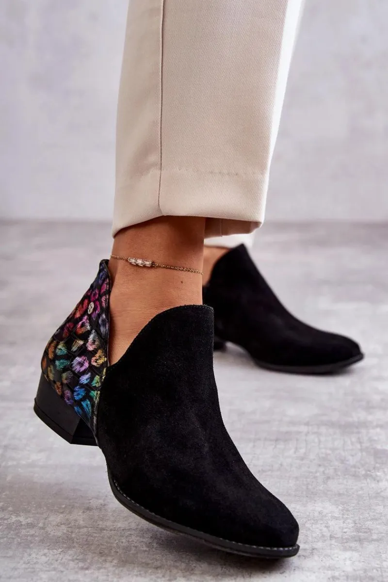 Sale Maciejka Skórzane Botki Z Cętkami 04091-39 Czarne