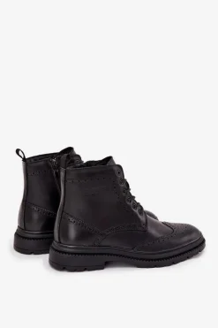 Botki Męskie></noscript>Lee Cooper Skórzane Botki Męskie LCJ-25-33-3961 Czarne Czarny