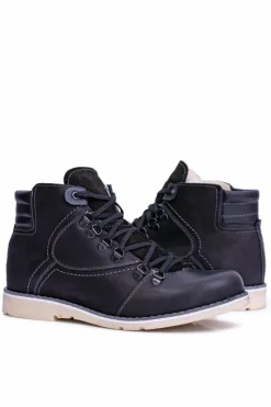 New Boto Skórzane Botki Męskie Ocieplane Czarne Komodo 733