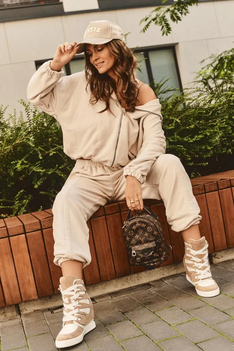 Botki Na Koturnie|Brązowe I Beżowe Botki>Boto Skórzane Botki Na Koturnie Sznurowane Beżowe Amria Beżowy