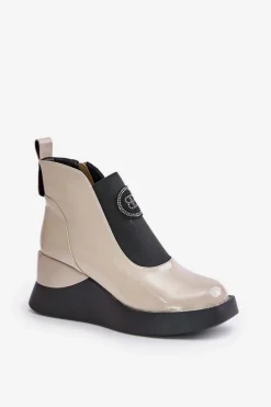 Botki Na Koturnie|Brązowe I Beżowe Botki><noscript><img width=