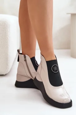 Botki Na Koturnie|Brązowe I Beżowe Botki><noscript><img width=