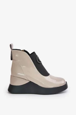 Botki Na Koturnie|Brązowe I Beżowe Botki><noscript><img width=