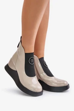 Botki Na Koturnie|Brązowe I Beżowe Botki><noscript><img width=