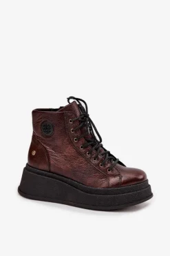 Botki Ocieplane|Botki Maciejka></noscript>Maciejka Skórzane Botki Na Masywnej Platformie 06309-32 Metaliczny Brąz Brązowy