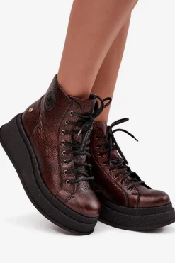 Botki Ocieplane|Botki Maciejka></noscript>Maciejka Skórzane Botki Na Masywnej Platformie 06309-32 Metaliczny Brąz Brązowy