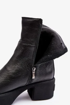 Online Boto Skórzane Botki Na Niskim Obcasie Czarne Lemar Volavola