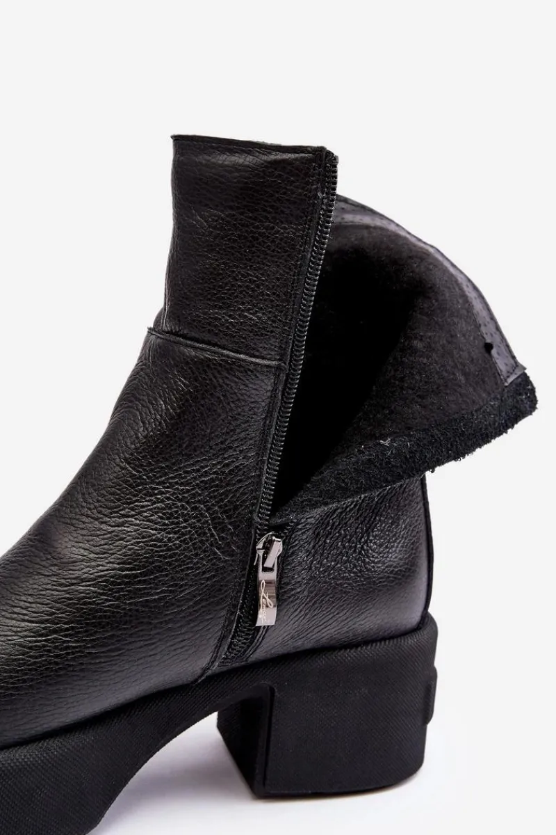Online Boto Skórzane Botki Na Niskim Obcasie Czarne Lemar Volavola