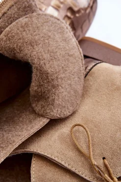 Sale Skórzane Botki Na Płaskim Obcasie 2878J-04 Beżowe Damskie Botki Maciejka|Botki Sznurowane